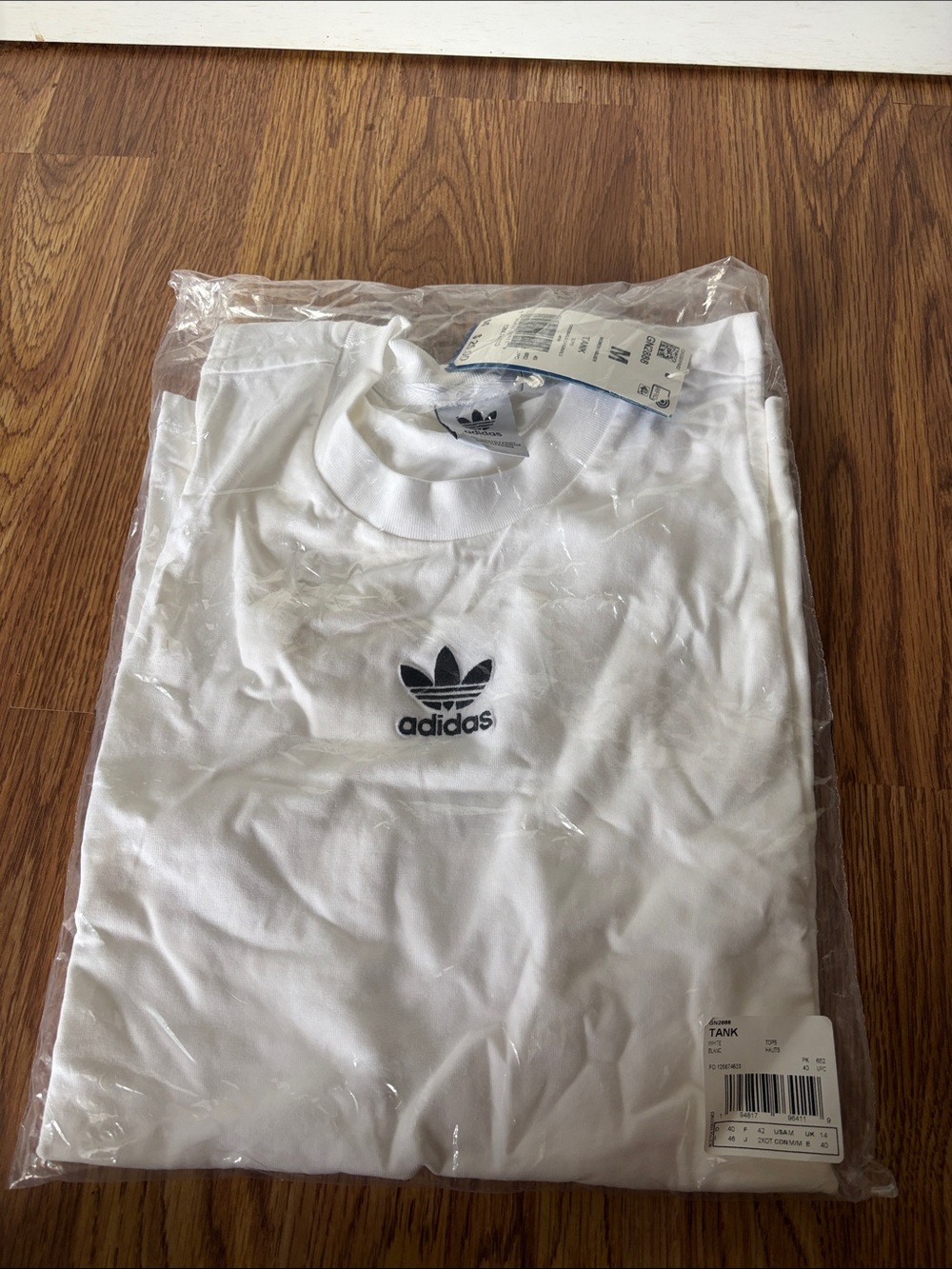 adidas White Tank Top with Black Trefoil Logo